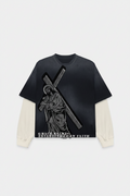 Grace Saint Cross Heavyweight Tee featuring a graphic of a figure with a cross, designed for believers.
